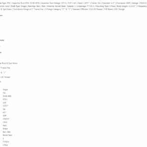 Text-heavy image with technical specifications listed.