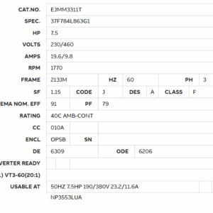 EJMM3311T industrial motor data
