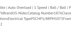 Text with product specifications and details.