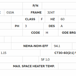 EM2539T 40HP motor specifications summary