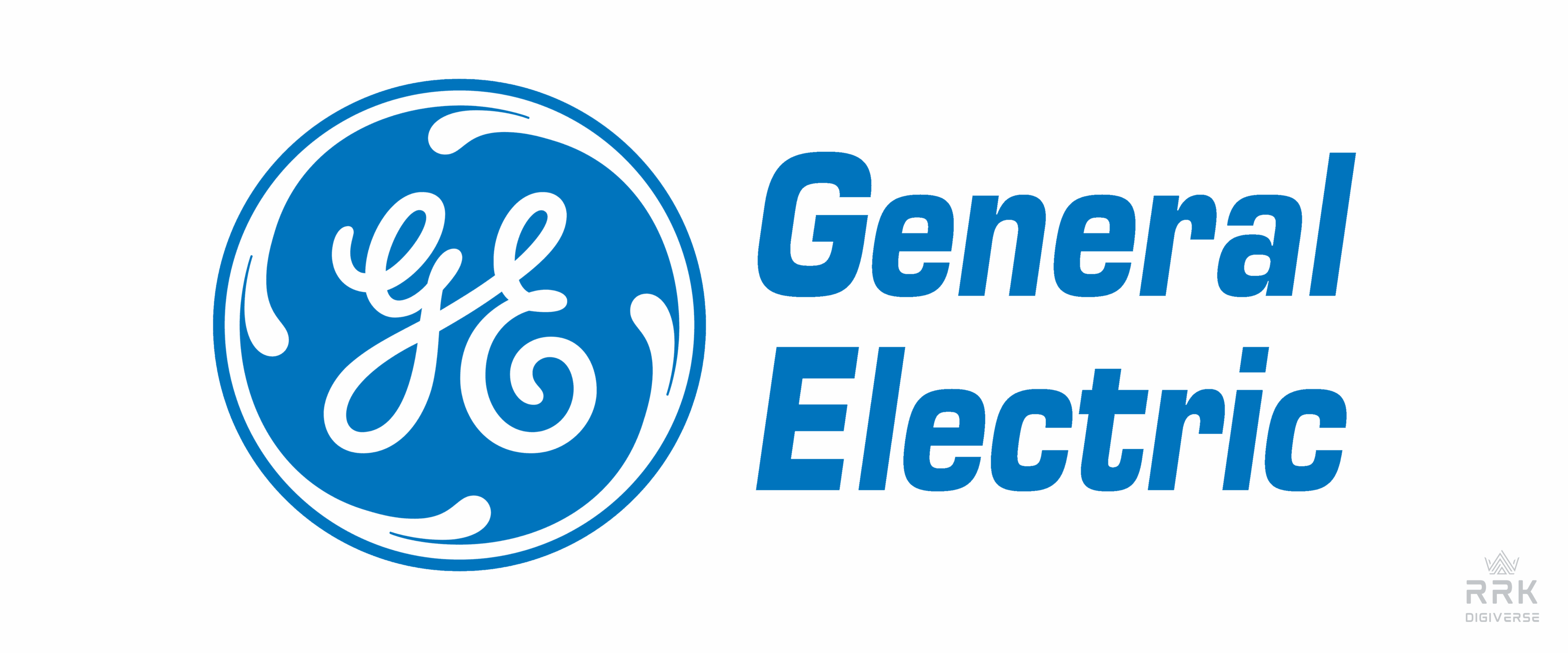 General Electric company logo in blue and white.